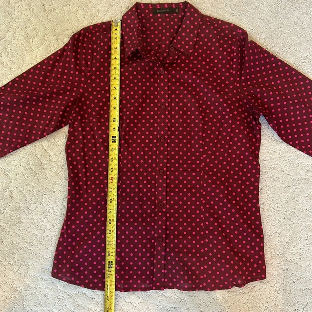 The Limited Maroon Button Down with Pink Polka Dots - Size L - Picture 5 of 6